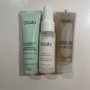 OUAI Hair Care Trio Set - leave in conditioner, detox and anti-dandruff shampoo